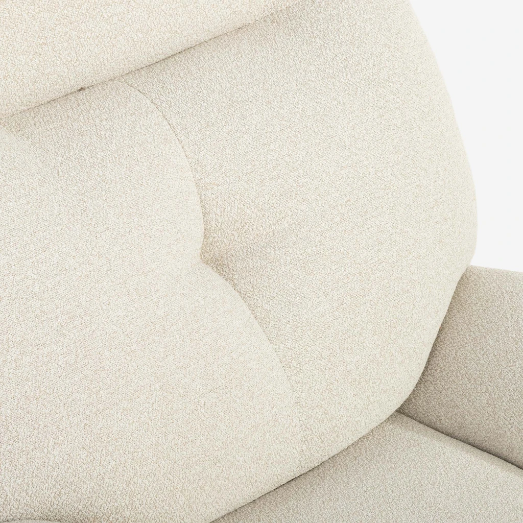 Zdjęcie fotela. Zbliżenie na detale. Widać fakturę materiału. 