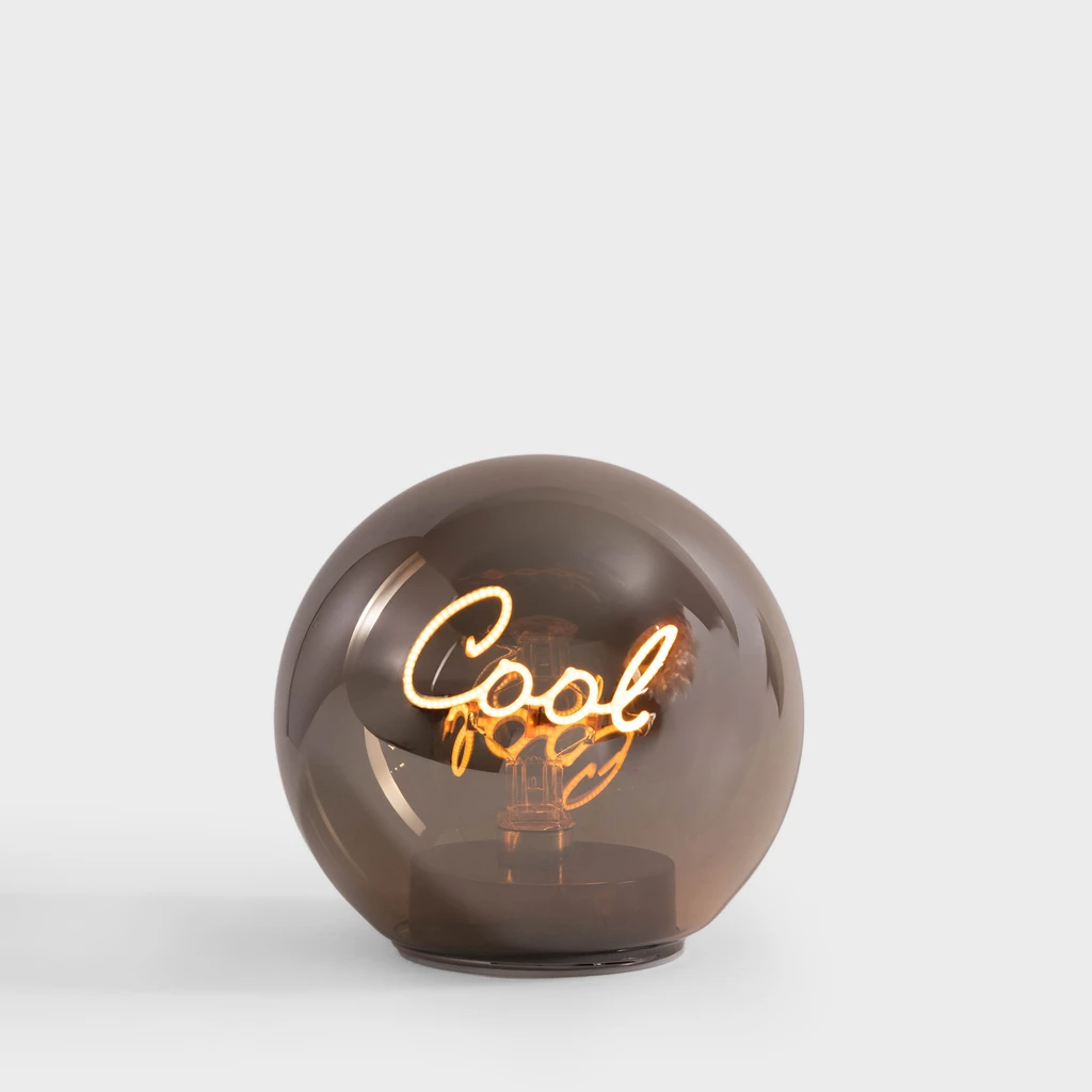 Dekorativní skleněná LED koule s nápisem COOL