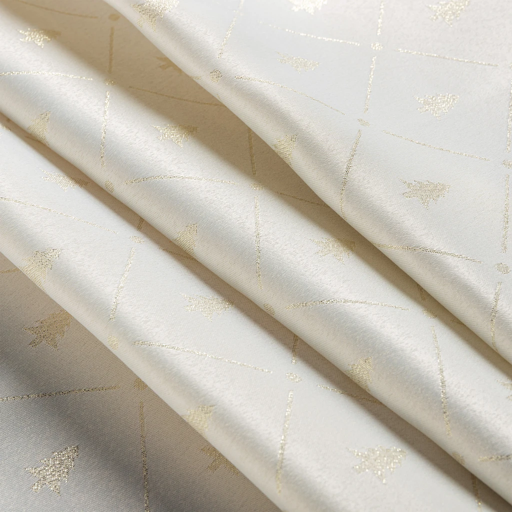 Ubrus glamour se vzorem vánočního stromečku ecru LUMINE 140x240 cm