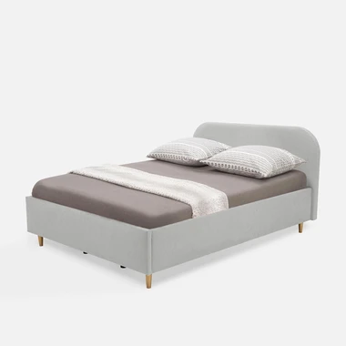 Šedá velurová postel SANTADI 140x200 cm