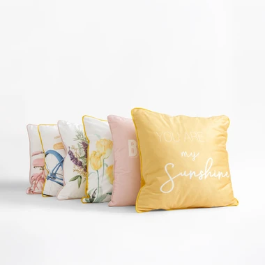 Povlak na polštář s květinami žlutý SUZI 45x45 cm