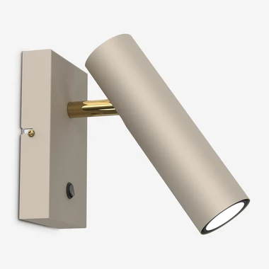 Béžovo-zlaté nástěnné svítidlo s vypínačem a nastavitelnou bodovkou AXION