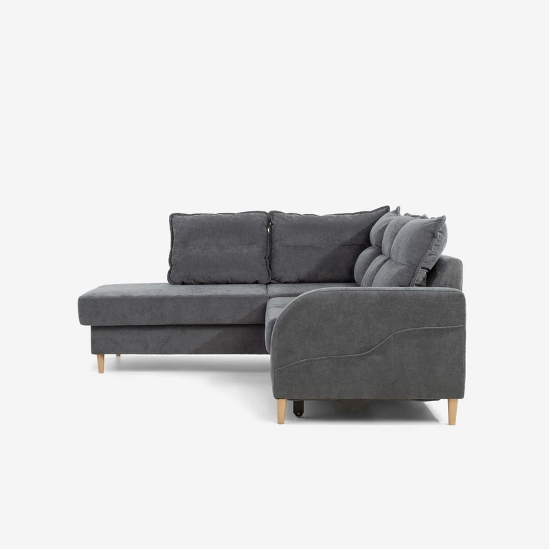 Šedá rozkládací rohová sedací souprava HAMAR 5P levá