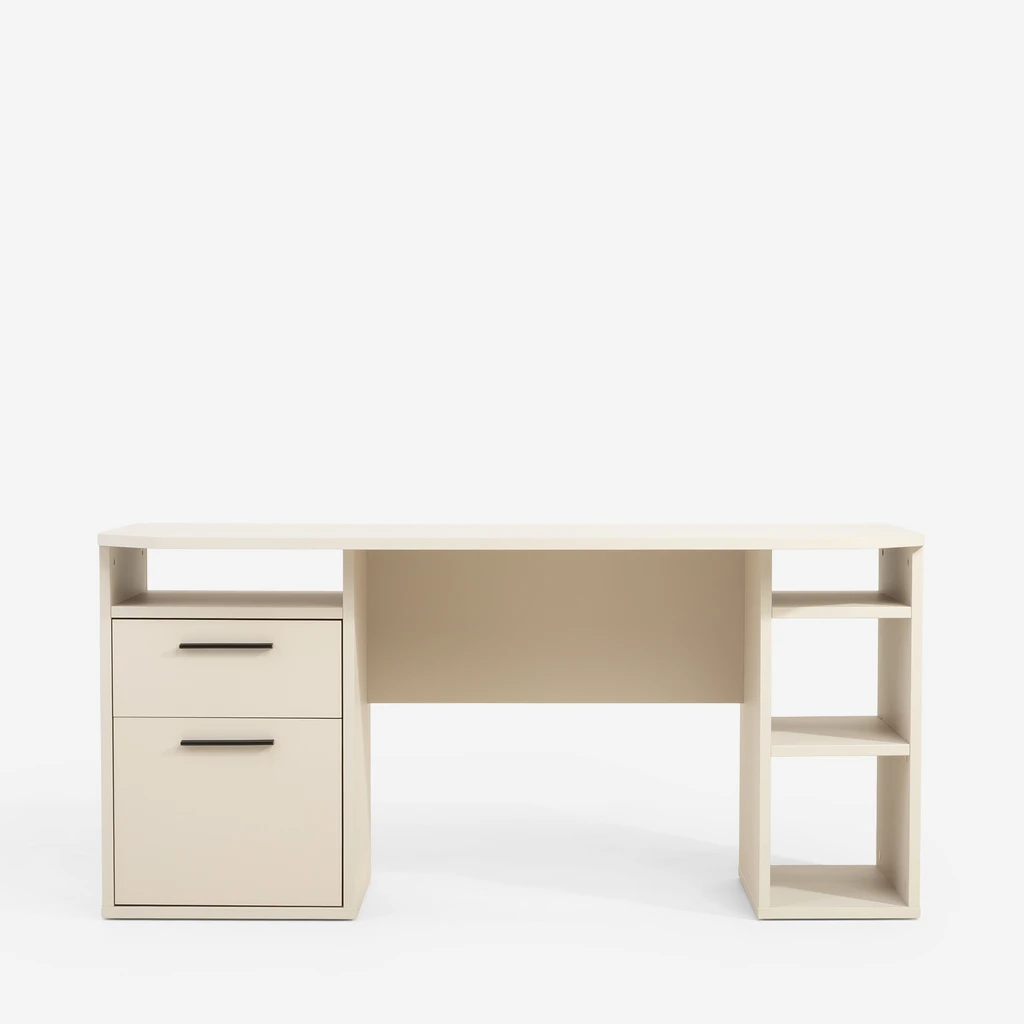 Kaszmirowe biurko z szafką, szufladą i 4 otwartymi półkami