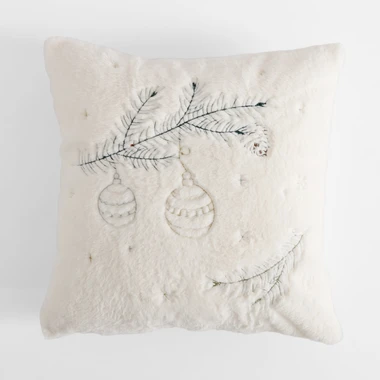 Vánoční povlak na polštář s větvičkou bílý LUCA 45x45 cm