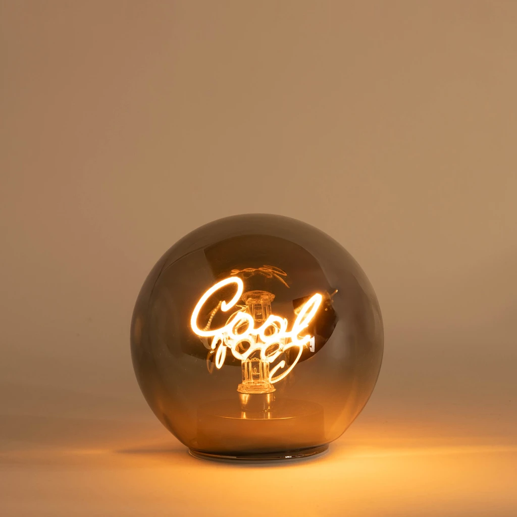 Dekorativní skleněná LED koule s nápisem COOL