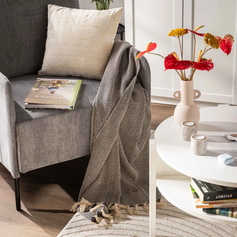 Přehoz SALINA 125x150 cm tmavě šedý