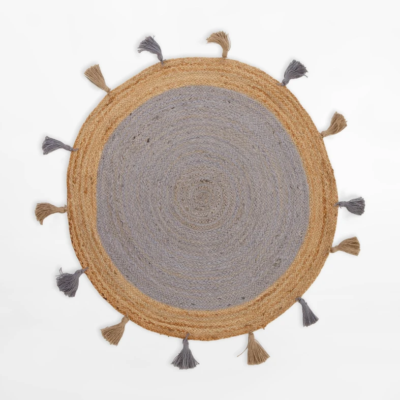 Jutový kulatý koberec BRUGA, geometrický, 100 cm