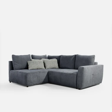 Šedá rozkládací rohová sedací souprava HORTA levá