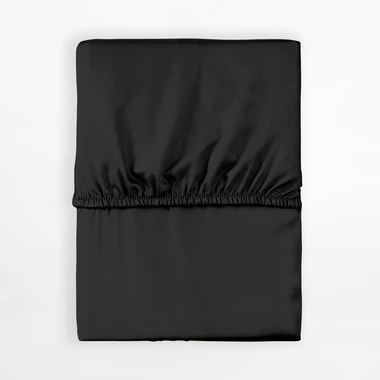 Černé saténové prostěradlo s gumou PURE 140x200 cm