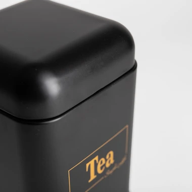 Plechová dóza do kuchyně černá TEA 19 cm