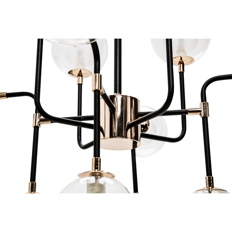 Černo-zlatý lustr RIANO 70 cm průhledné stínidlo