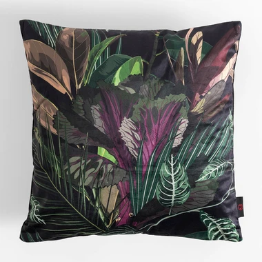 Černý povlak na polštář s listy MADERA 45x45 cm