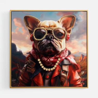 Obraz na plátně, pes s šátkem kolem krku, 52x52 cm