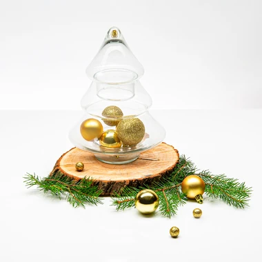 Skleněná dóza VÁNOČNÍ STROMEČEK 18x26 cm