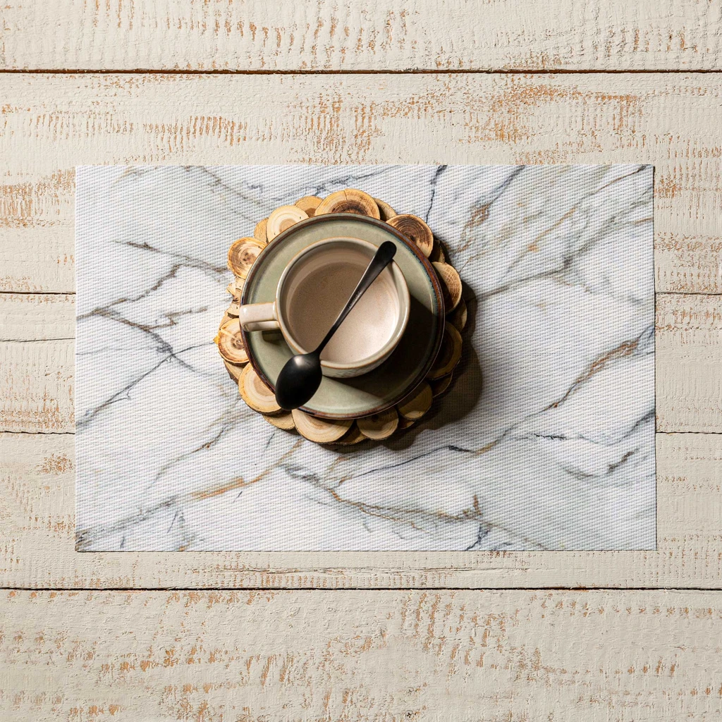 Prostírání na stůl mramor se zlatými žilami bílé MARBLE 30x45 cm