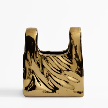 Zlatá váza ve tvaru tašky 20,5 cm