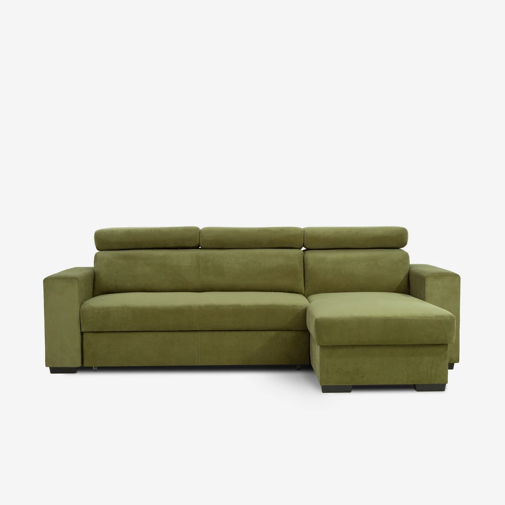 Rozkládací rohová sedací souprava olivově zelená MATRIX univerzální