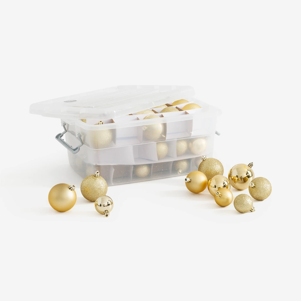 Sada 70 kusů zlatých vánočních baněk v krabičce