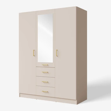Béžová skříň se zrcadlem KONSO třídveřová