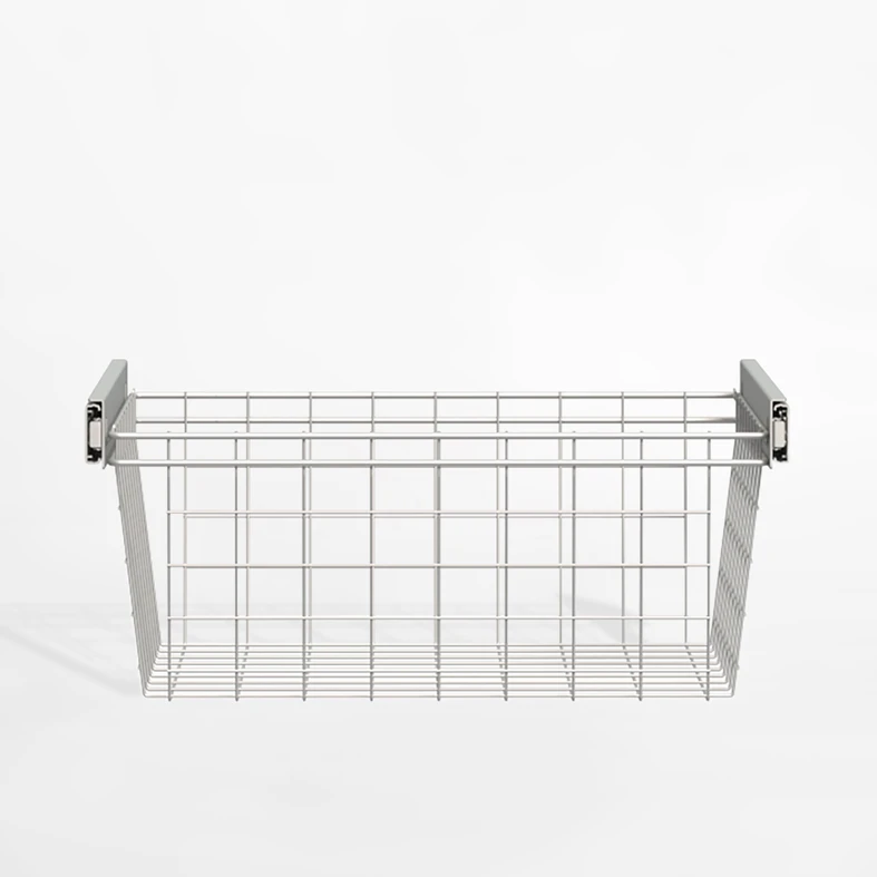 Metalowy kosz na bieliznę do zabudowy wnętrza szafy, o szerokości 52 cm