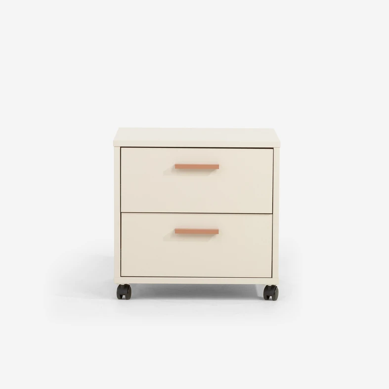 Szafka z 2 szufladami i uchwytem w kolorze terracotty – zmieści wszystko, co chcesz mieć pod ręką.