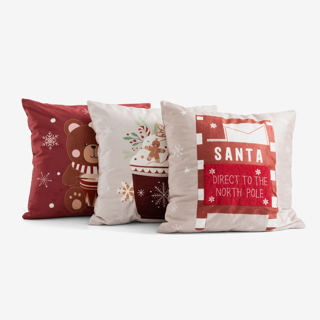 Povlak na polštář s vánočním motivem béžová CALIN 45x45 cm