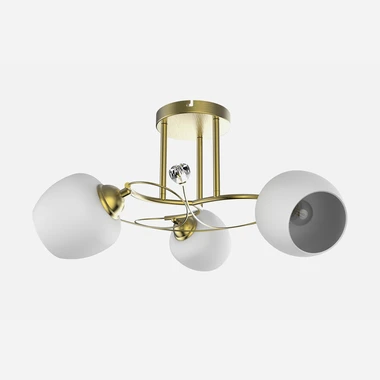 Stropní svítidlo se 3 stínidly PETRA bílo-zlaté
