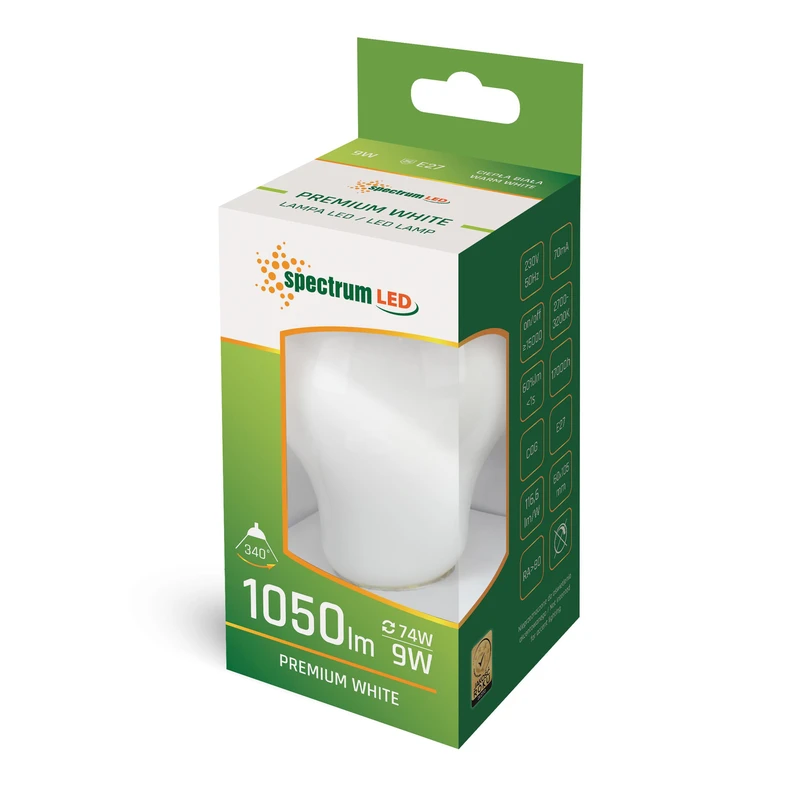Žárovka LED E27 9W teplá barva GLS SPECTRUM