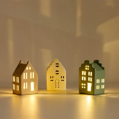 Sada dekorativních LED domečků, 3 ks