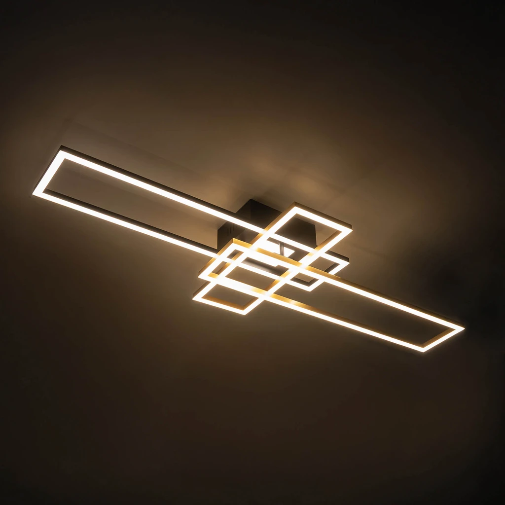 Lampa sufitowa LED ramka czarno-złota LUMENZ z pilotem Stropní svítidlo LED v černo-zlatém rámu LUMENZ s dálkovým ovládáním