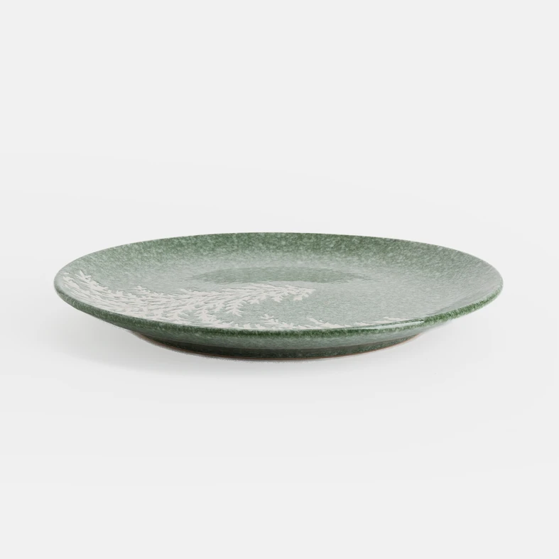Zelený keramický dezertní talíř VÁNOČNÍ STROMKY 20 cm