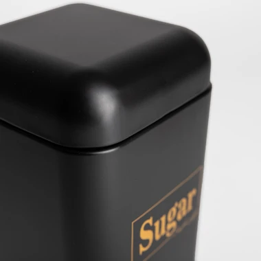 Plechová dóza do kuchyně černá SUGAR 19 cm