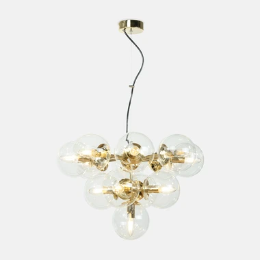 Zlaté závěsná svítidlo se 13 kulovitými stínidly ZUMBA.