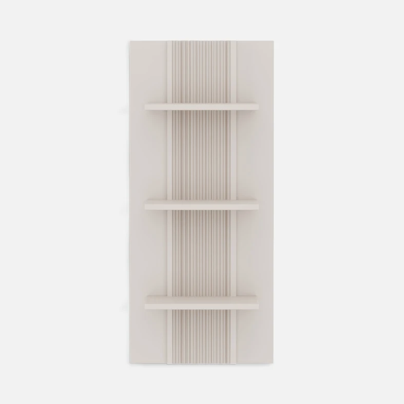 Panel wiszący INERTIA kaszmir Panel wiszący z trzema półkami – miejsce na dekoracje, książki i drobiazgi w jasnym odcieniu kaszmiru.