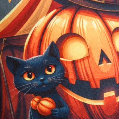 Dekorativní polštář Dýně s kočičkou 40x40 cm