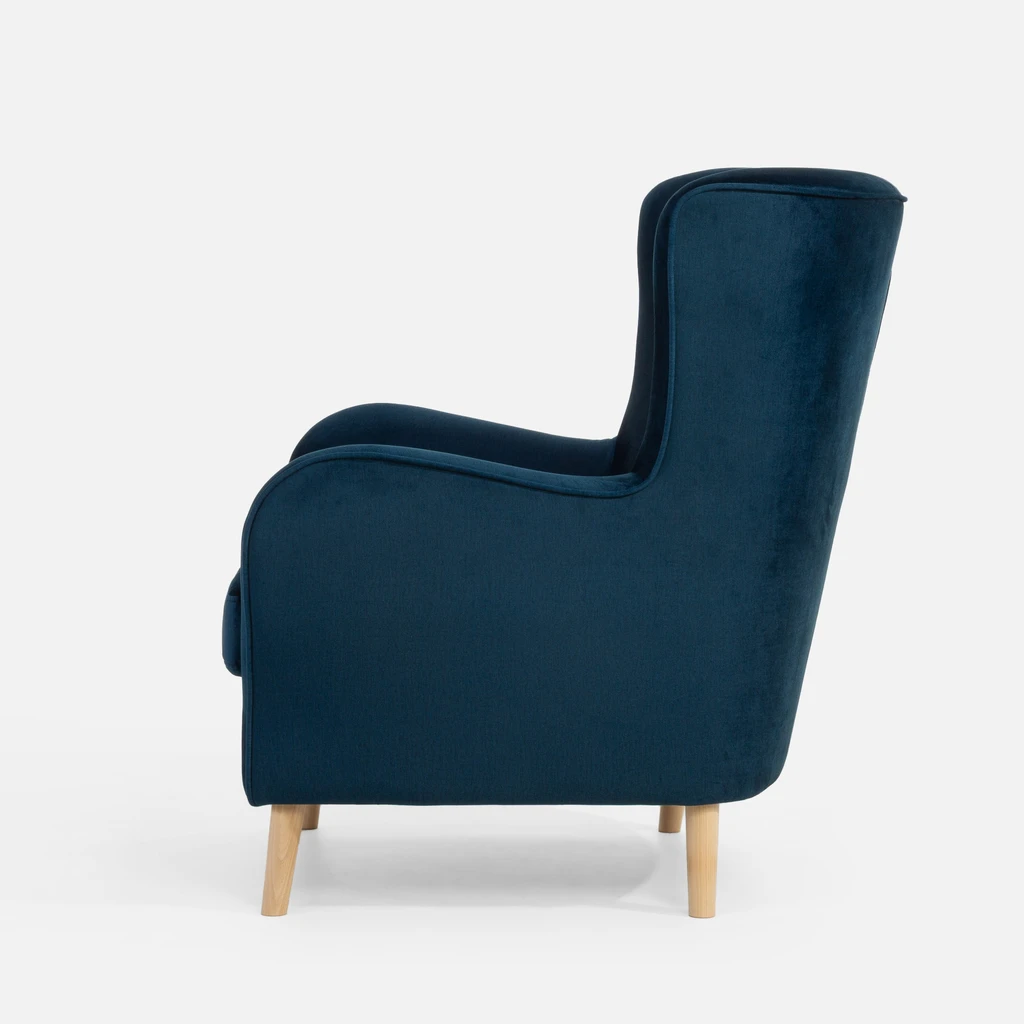 Modré čalouněné křeslo CARY