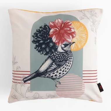 Bílo-oranžový ozdobný povlak na polštář DALI 45x45 cm