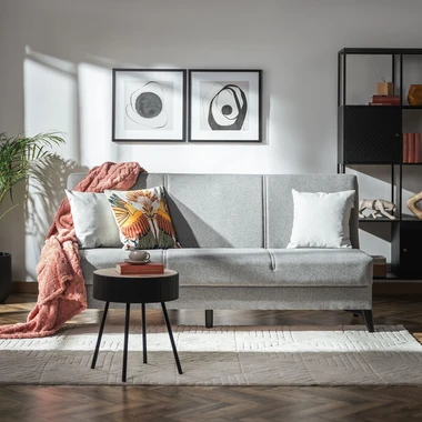 Šedá rozkládací pohovka s polštáři PORTA