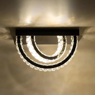 Černé stropní svítidlo TULA se 2 kruhy a dálkovým ovládáním