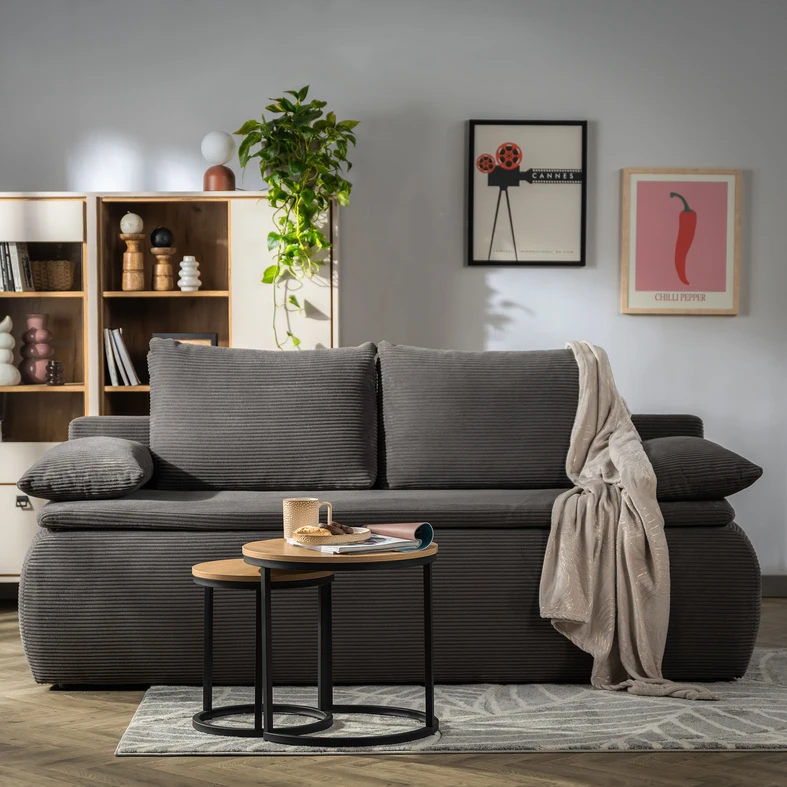 Sofa sztruksowa szara LIVSI Šedá manšestrová pohovka LIVSI
