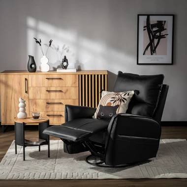 Otočné relaxační křeslo GRUZIO černá ekokůže