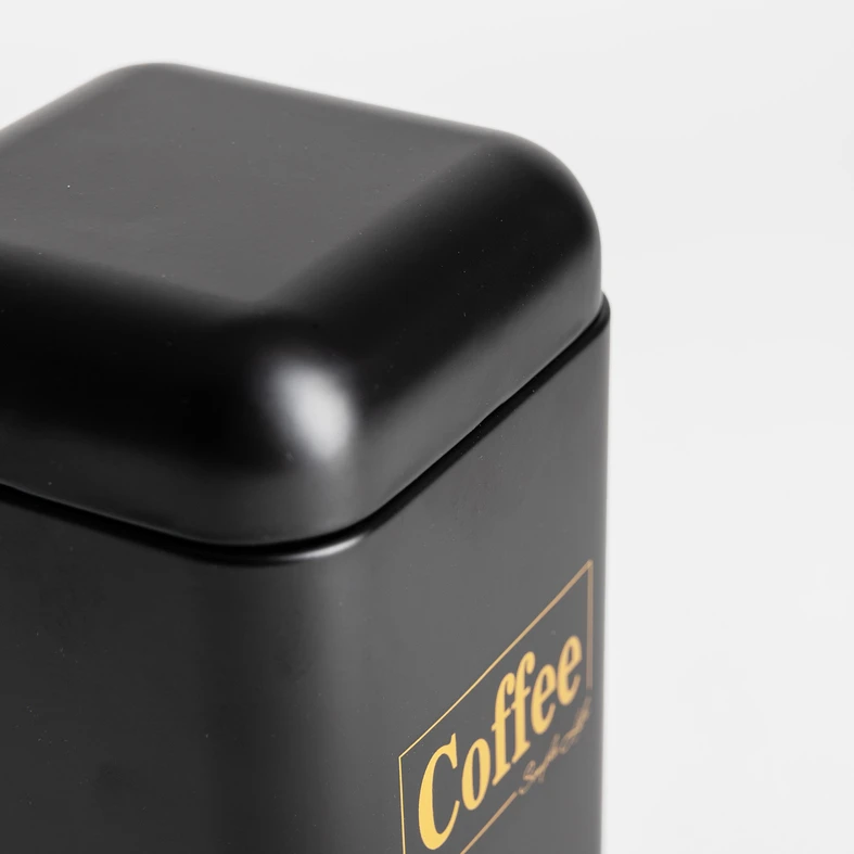 Plechová dóza do kuchyně černá COFFEE 19 cm