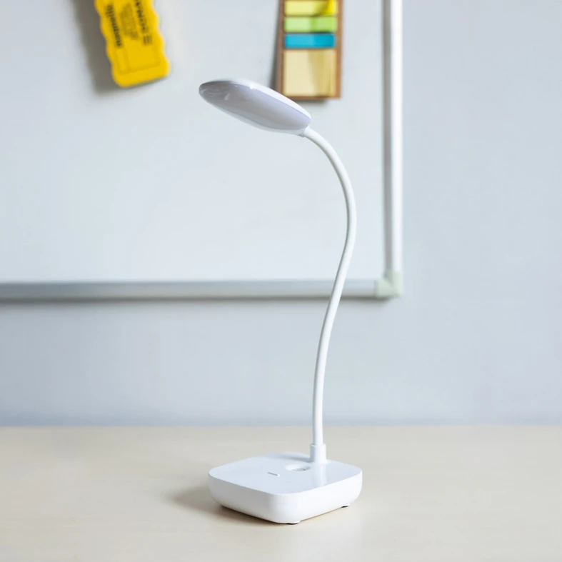 Bílá stolní lampa LED 7W s USB nabíjením