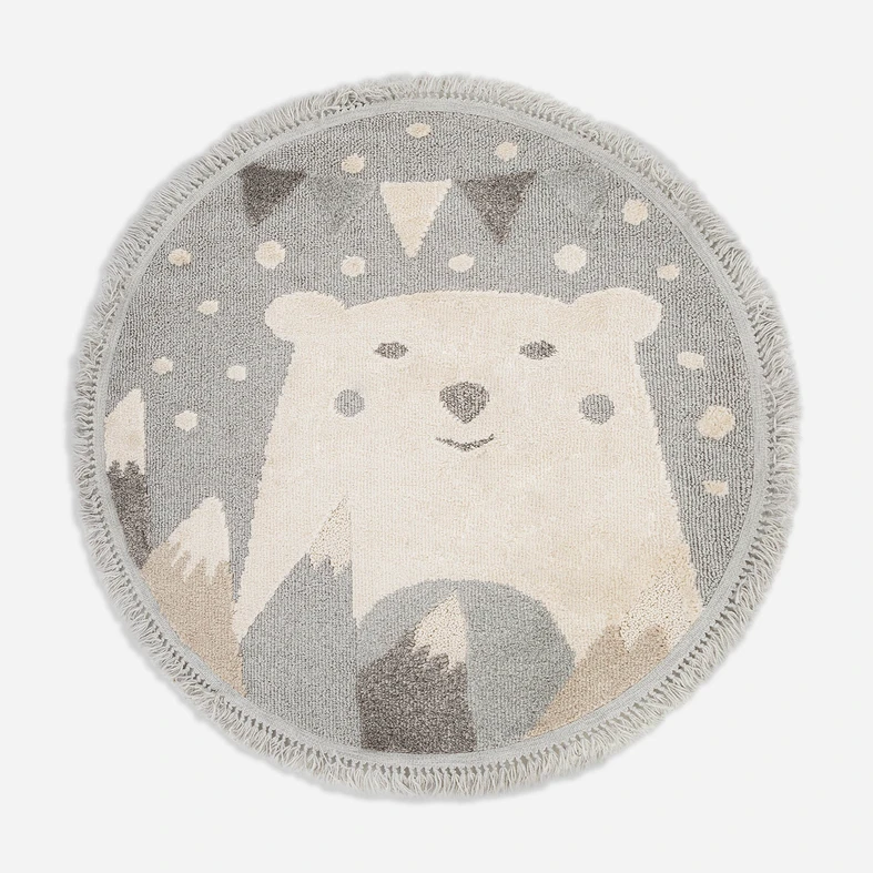 Kulatý koberec NINA s medvědem, 120 cm