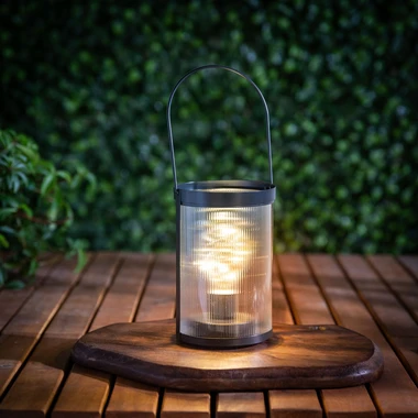 Černá dekorativní lampička LED s rukojetí 10,5x15,8 cm