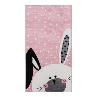 Růžový koberec s králíkem HAPPY 80x150 cm
