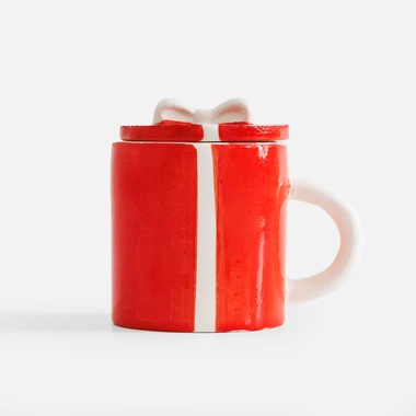 Keramický vánoční hrnek ve tvaru dárku 350 ml