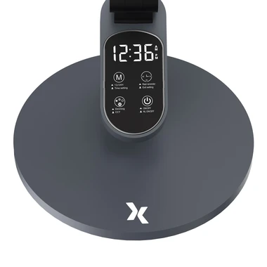 Šedá stolní lampa LED s displejem ARTIS