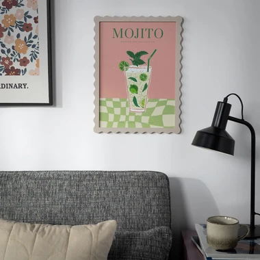 Retro obraz, růžovo-zelený 30x40 cm